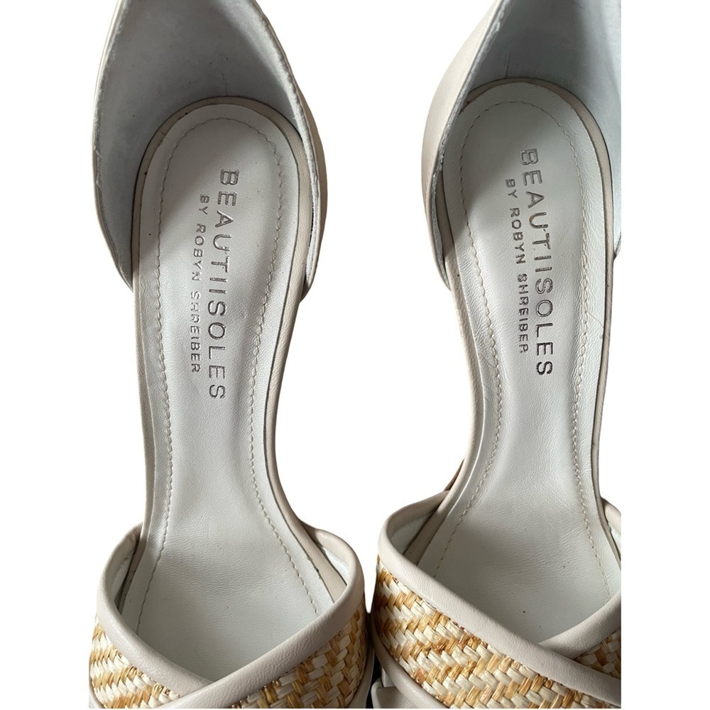 Beautiisoles Dana White And Beige Leather Heels Size 10 — image 5 of 8